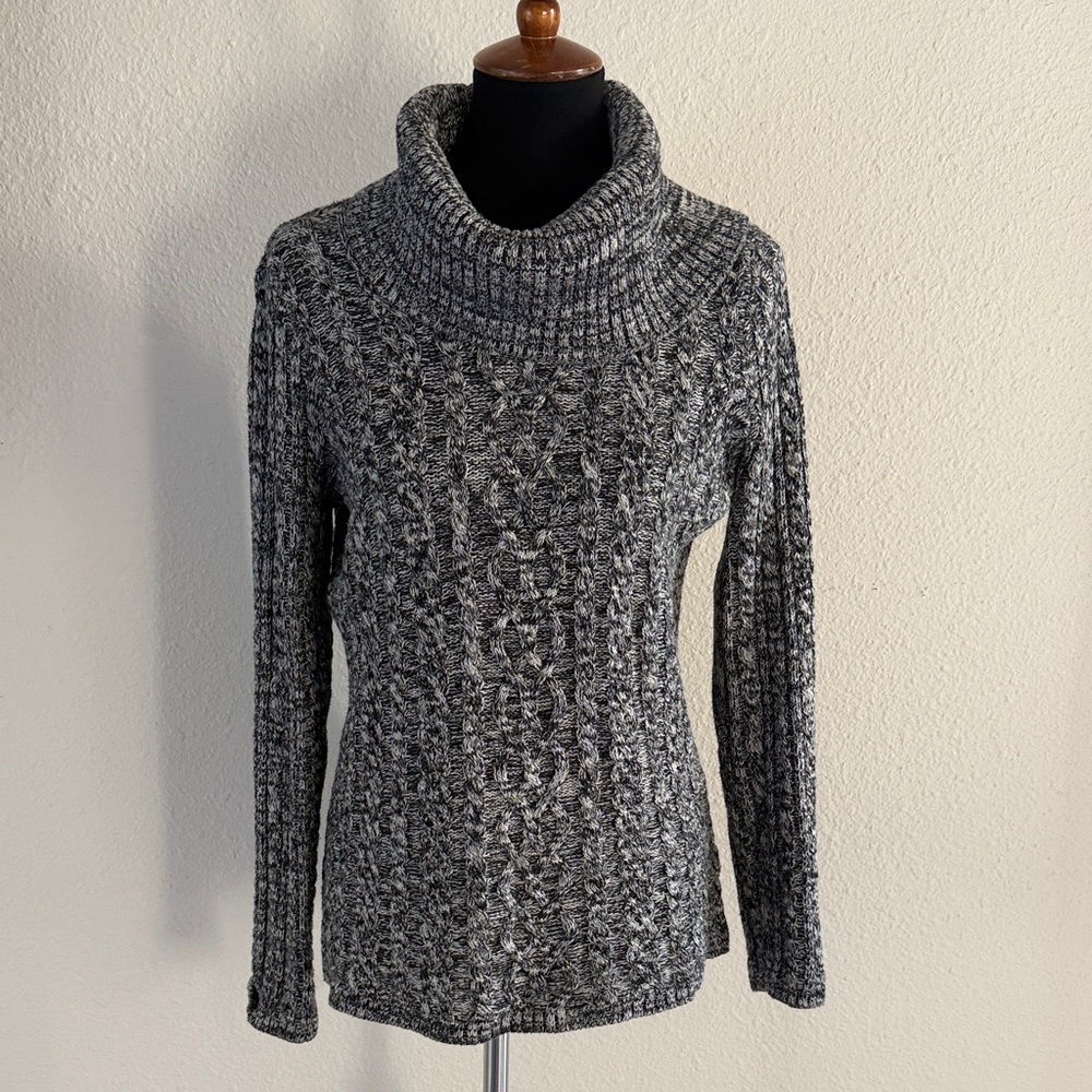 Eight Eight Eight 100% Cotton Gray Cable Knit Cowl Neck Sweater - Size S / M